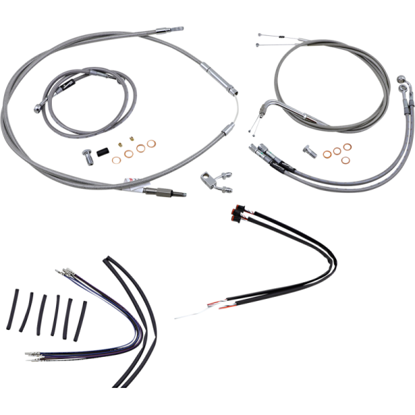 (image for) Burly Brand Stainless Steel Handlebar Cable/Line Install Kit, For 14" Ape hanger bar