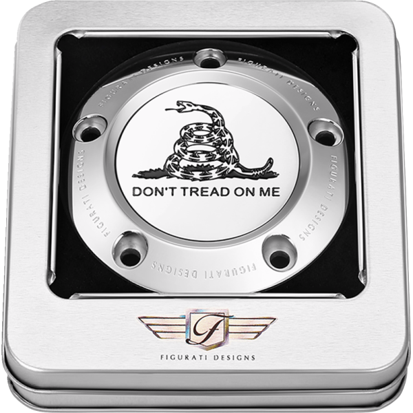 (image for) FIGURATI DESIGNS Timing Cover Mirror polished w/ black Don’t Tread on Me