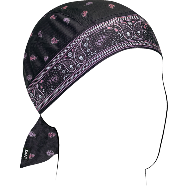 (image for) Zan Headgear Micro-Mesh Flydanna - Pink and purple paisley classic bandanna