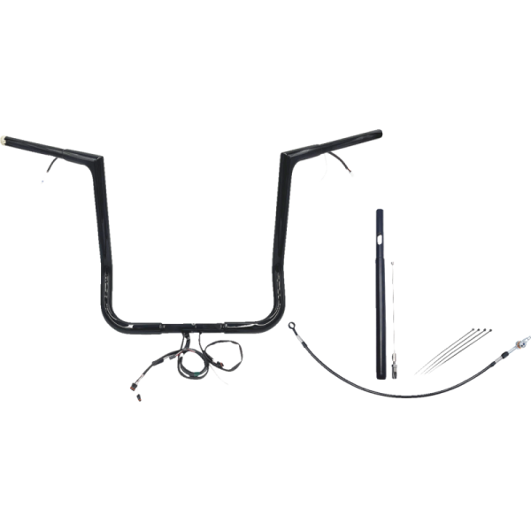 (image for) Pre-Wired EZ Install 1 1/4" Flat Top Handlebar Gloss Black 16" Rise
