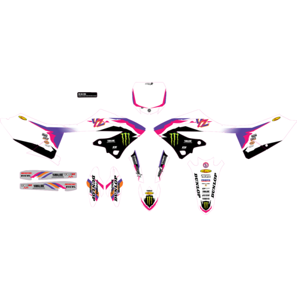 (image for) D'Cor Visuals Complete Graphics Kit - 93 YZ Retro Monster Energy Star Racing Yamaha, white background