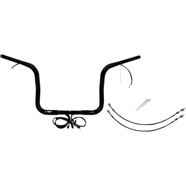 (image for) Pre-Wired EZ Install 1 1/4" Round Top Handlebar Gloss Black 12" Rise