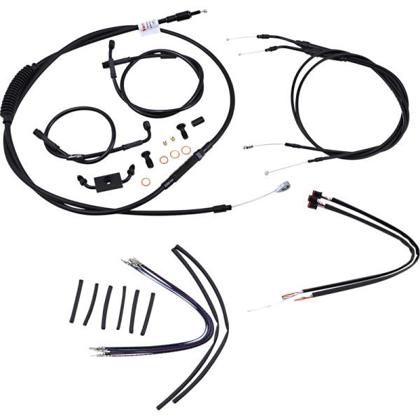 (image for) Burly Brand Black Handlebar Cable/Line Install Kit, For 16" Ape hanger bar