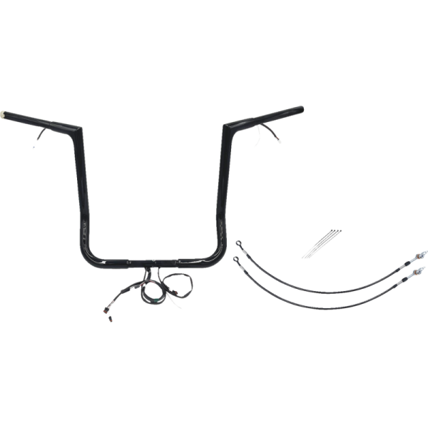 (image for) Pre-Wired EZ Install 1 1/4" Flat Top Handlebar Gloss Black 16" Rise