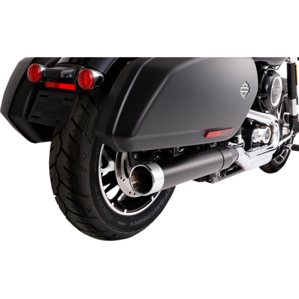 (image for) Rinehart Racing 4" Slip-On Mufflers, Black with Chrome End Caps