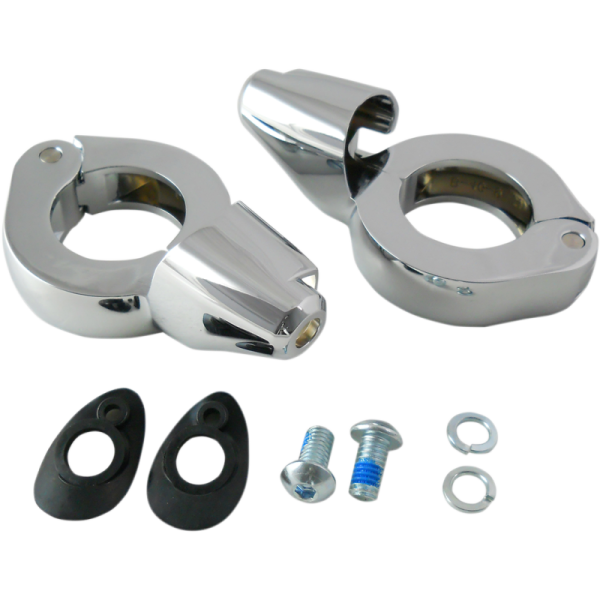 (image for) Drag Specialties Shrouded Turn Signal Fork Clamps 39mm Chrome