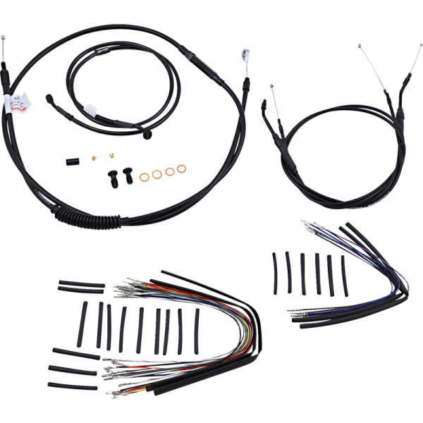 (image for) Burly Brand Black Handlebar Cable/Line Install Kit, For 14" Ape hanger bar