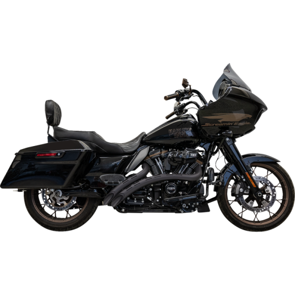 (image for) BASSANI XHAUST Sweeper Radial Exhaust, Black with Slotted Black Heat Shields