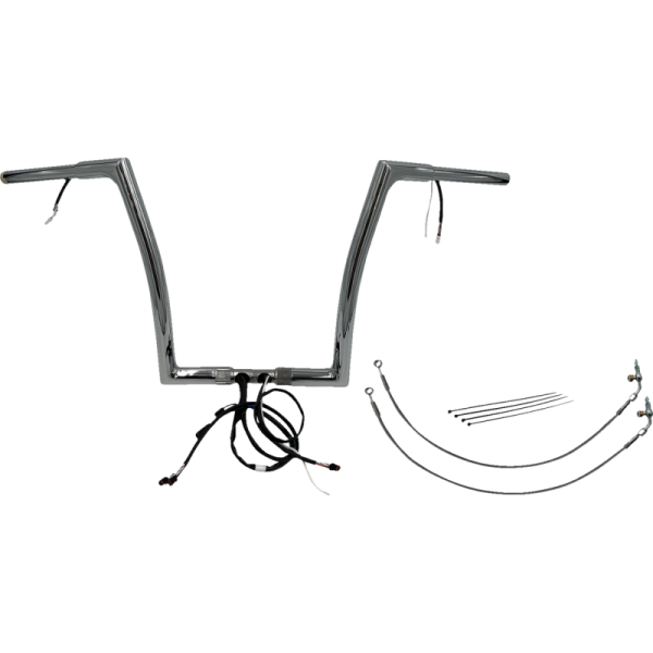 (image for) Pre-Wired EZ Install 1 1/4" Flat Top Handlebar Chrome 14" Rise