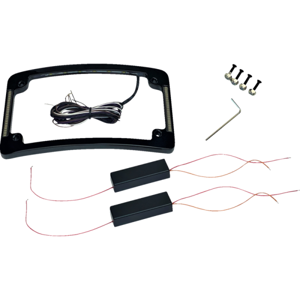 Custom Dynamics LED License Plate Frame with Red Auxiliary LEDs