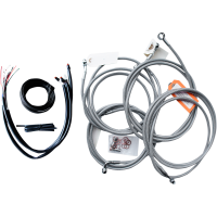 (image for) LA Choppers Complete Cable Kit with Wiring, Stainless Braided, 12"-14" Handlebars