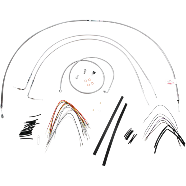 (image for) Burly Brand Stainless Steel Handlebar Cable/Line Install Kit, For 16" Ape hanger bar