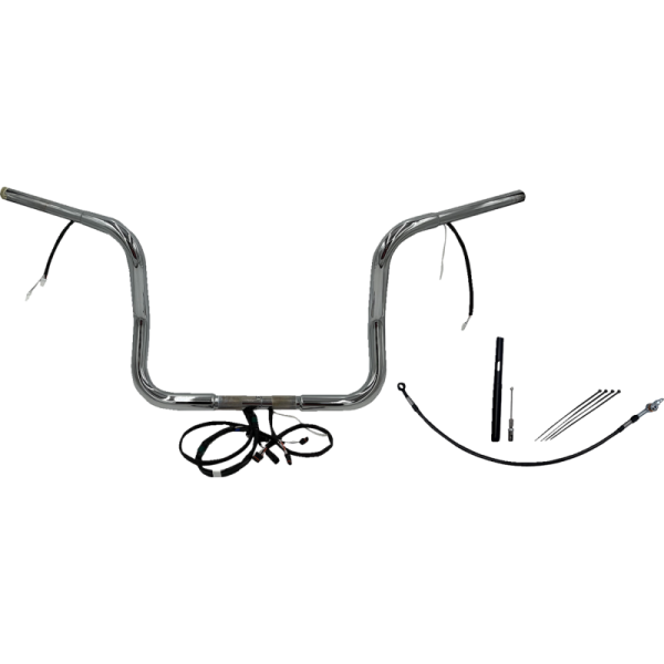 (image for) Pre-Wired EZ Install 1 1/4" Round Top Handlebar Chrome 12" Rise