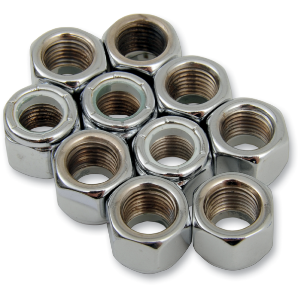 (image for) Drag Specialties Chrome Nylon Insert Nut 3/8"-24