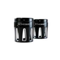 (image for) Slip-On Mufflers - 4.5" MotoPro45 black w/ traditional chrome end caps (pr.)