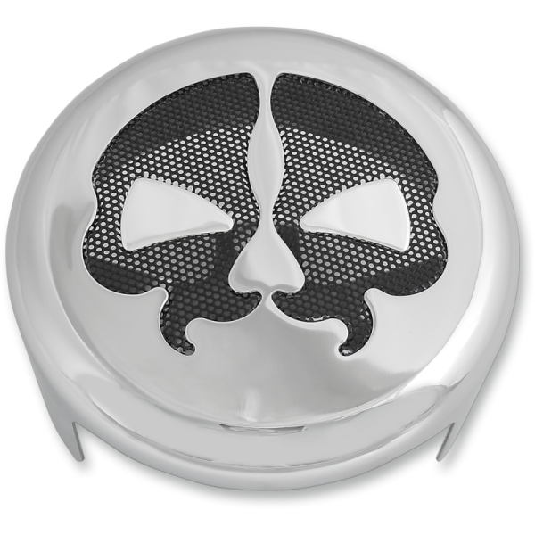 (image for) Drag Specialties Round Horn Cover W/ Black Split Skull