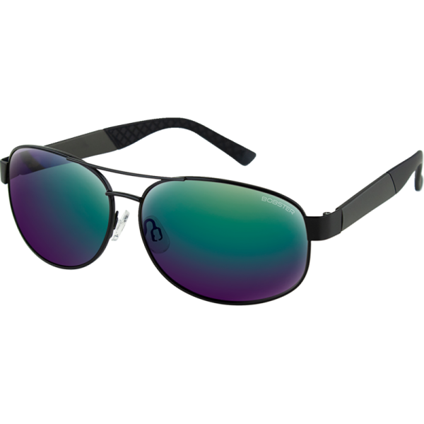 (image for) Bobster Commandant Sunglasses - Matte metallic charcoal w/ matte black metal/brown HD green mirror
