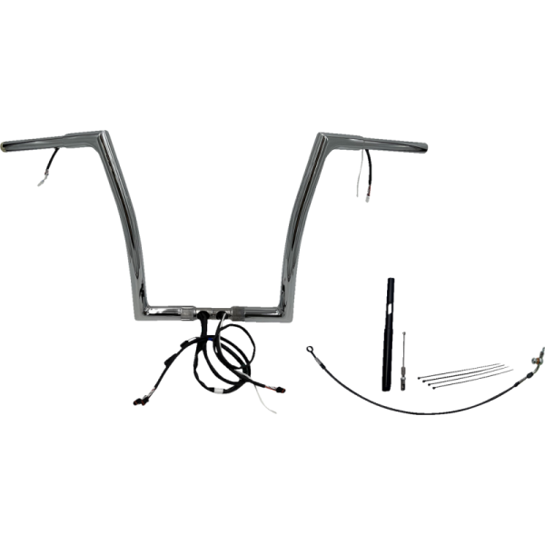 (image for) Pre-Wired EZ Install 1 1/4" Flat Top Handlebar Chrome 14" Rise