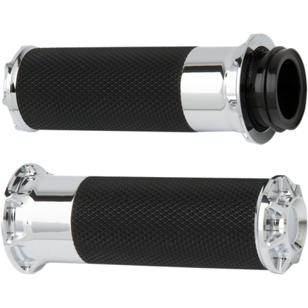 (image for) Arlen Ness Fusion Beveled Grips - Chrome - 99-17 Twin Cam