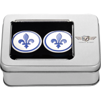 (image for) Swingarm Pivot Cover - Mirror polished w/ blue fleur-de-lis