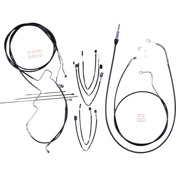(image for) MAGNUM XR Black w/ Chrome Fittings DOT Handlebar Installation Kit, 12"-14" Apes