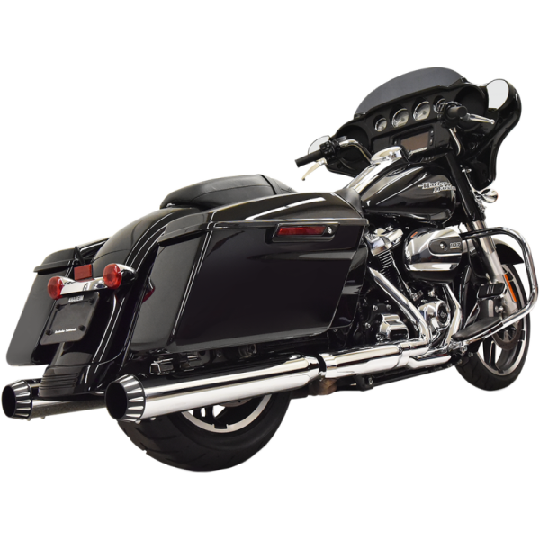 (image for) BASSANI XHAUST 4" Quiet DNT Megaphone Muffler Chrome w/ Black End Cap