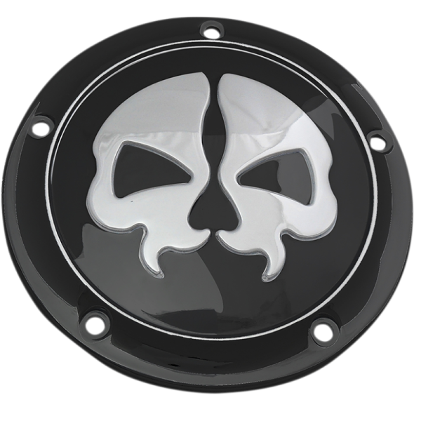 (image for) Drag Specialties Split Skull Derby Cover, Black w/ Chrome Skull