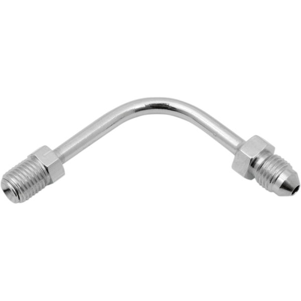 (image for) Drag Specialties Chrome Fitting AN-3 male x 3/8"-24 inverted flare 90° long
