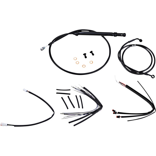 (image for) Burly Brand Black Handlebar Cable/Line Install Kit, For 14" Ape hanger bar