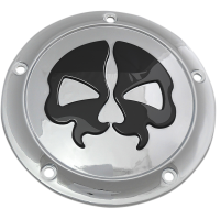 (image for) Split Skull Derby Cover, Chrome w/ Black Skull