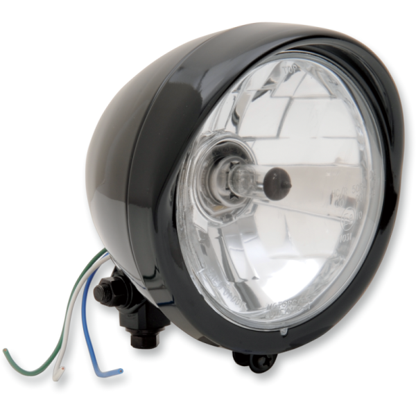 (image for) Drag Specialties Gloss Black Headlight w/ Clear Lens (Visor Bezel)