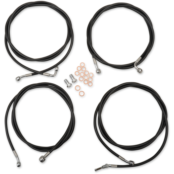 (image for) LA Choppers Black Vinyl/Stainless Braided Standard Kit for 17-20 Dresser w/ ABS (12-14in.)