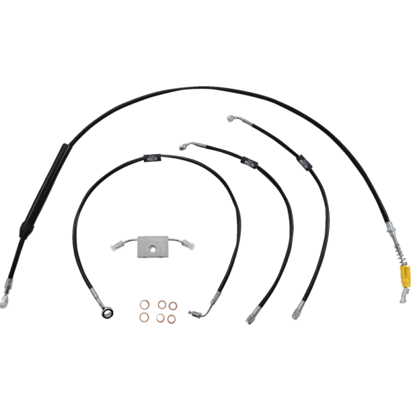 (image for) LA Choppers Black Vinyl/Stainless Braided Standard Kit for 18-24 FXLRS/FXFB/FXFBS w/ ABS (12-14in.)