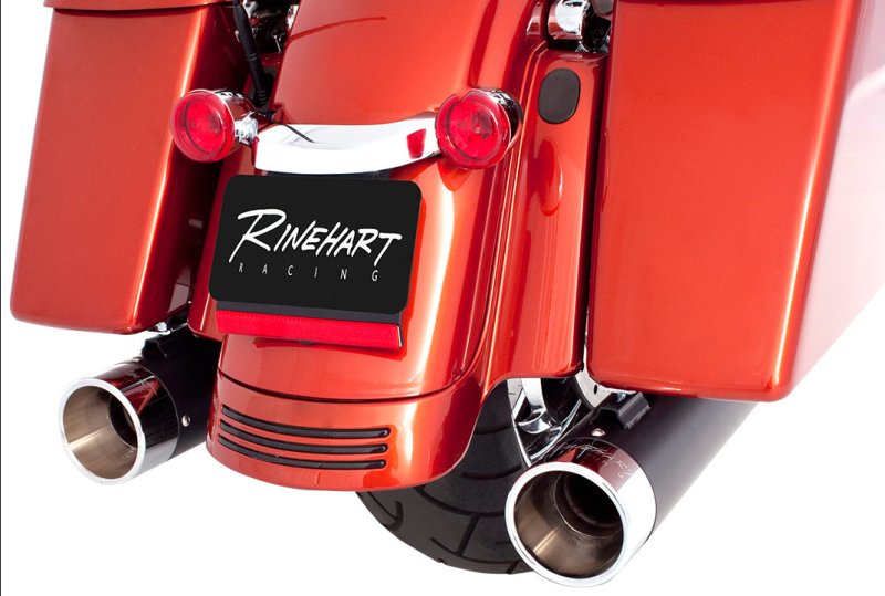 (image for) Rinehart Racing 4" Slip-On Mufflers, Black with Chrome End Caps