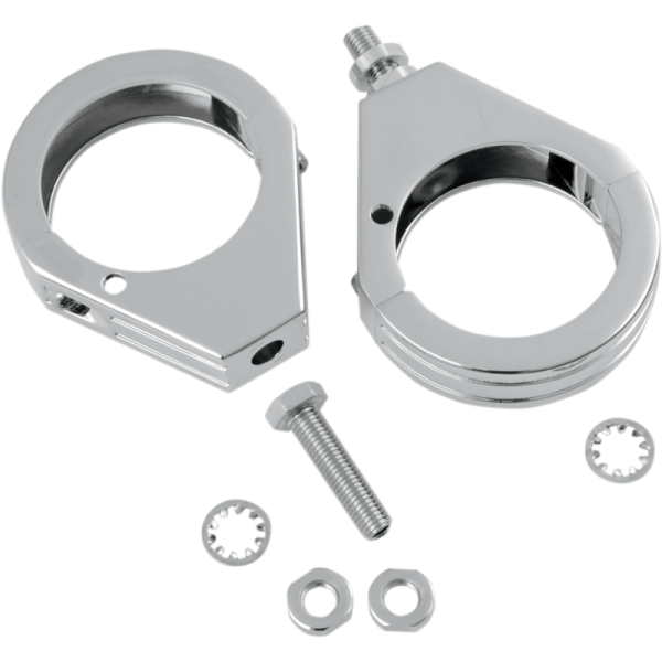 (image for) Drag Specialties Turn Signal Fork Clamp Grooved 49mm Chrome