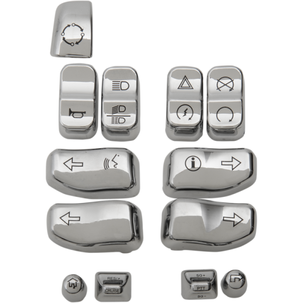(image for) Drag Specialties 12-Piece Switch Cap Kit (Chrome)