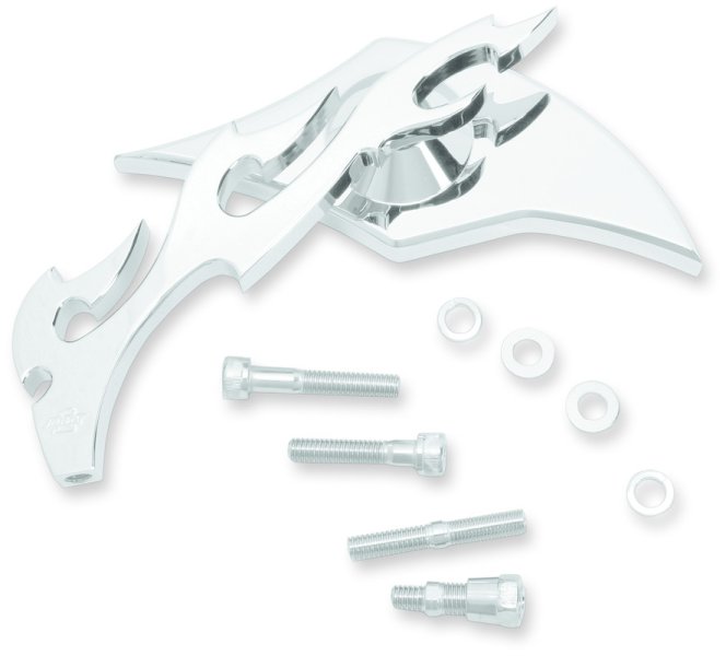 (image for) Billet Aluminum Mirror - Chrome Large Flame Left