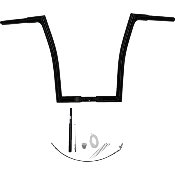 (image for) FAT BAGGERS INC EZ Install 1 1/4" Flat Top Handlebar Gloss Black 16" Rise
