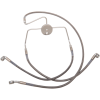 (image for) Clear-Coated Stainless Steel Front Brake Line Kit, +8" Ext