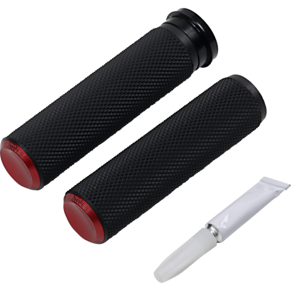 (image for) Arlen Ness Knurled Grips - Red Anodized - 24 FLHTK/FLTRK/FLHRXS