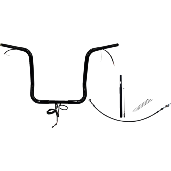 (image for) Pre-Wired EZ Install 1 1/4" Round Top Handlebar Gloss Black 16" Rise