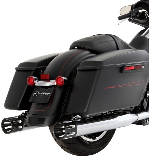 (image for) Rinehart Racing 4" Chrome with Black Slot End Caps