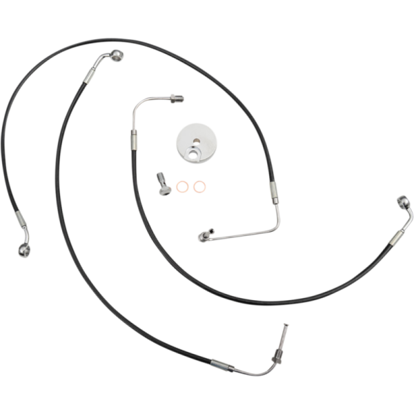 (image for) LA Choppers Black Vinyl/Stainless Braided Brake Line for 18-24 FXLRS/FXFB/FXFBS w/o ABS (18-20in.)