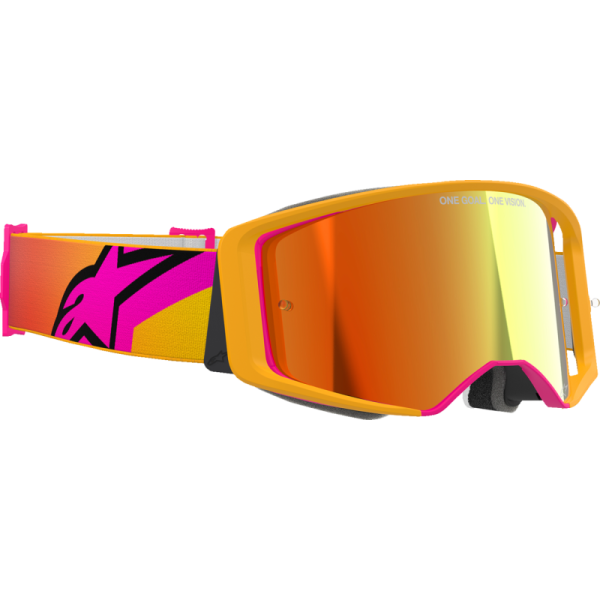 (image for) ALPINESTARS GOGGLES Alpinestars Supertech Goggle, Corp Yellow/Pink with Mirror Red Lens