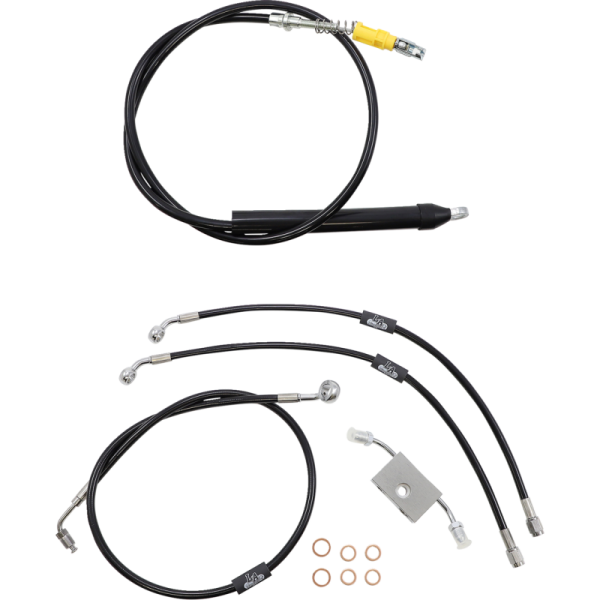 (image for) LA Choppers Black Vinyl/Stainless Braided Standard Kit for 18-24 FXLRS/FXFB/FXFBS w/ ABS (18-20in.)