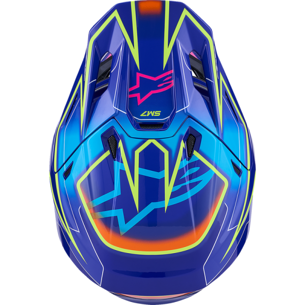 (image for) Alpinestars S-M7 Cast Helmet - Blue/Fluo Yellow/Pink - Size S