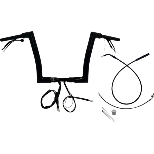 (image for) FAT BAGGERS INC Flat Top Handlebar Kit - 12" Rise - Gloss Black