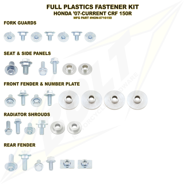 (image for) BOLT Body Work Fastener Kit - Honda CRF150R 07-22