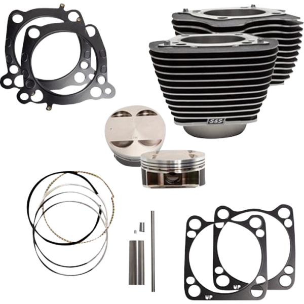 (image for) S&S CYCLE 128" Big Bore Kit - Wrinkle black finish w/ highlighted cylinder fins