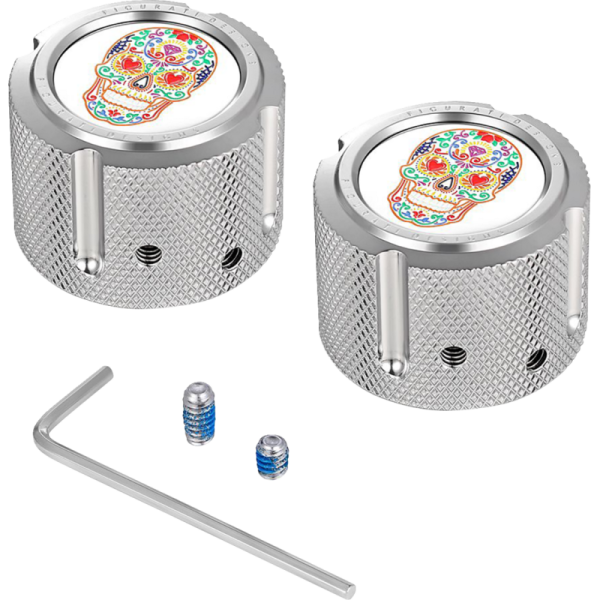 (image for) FIGURATI DESIGNS Axle Nut Cover Mirror w/ Sugar Skull